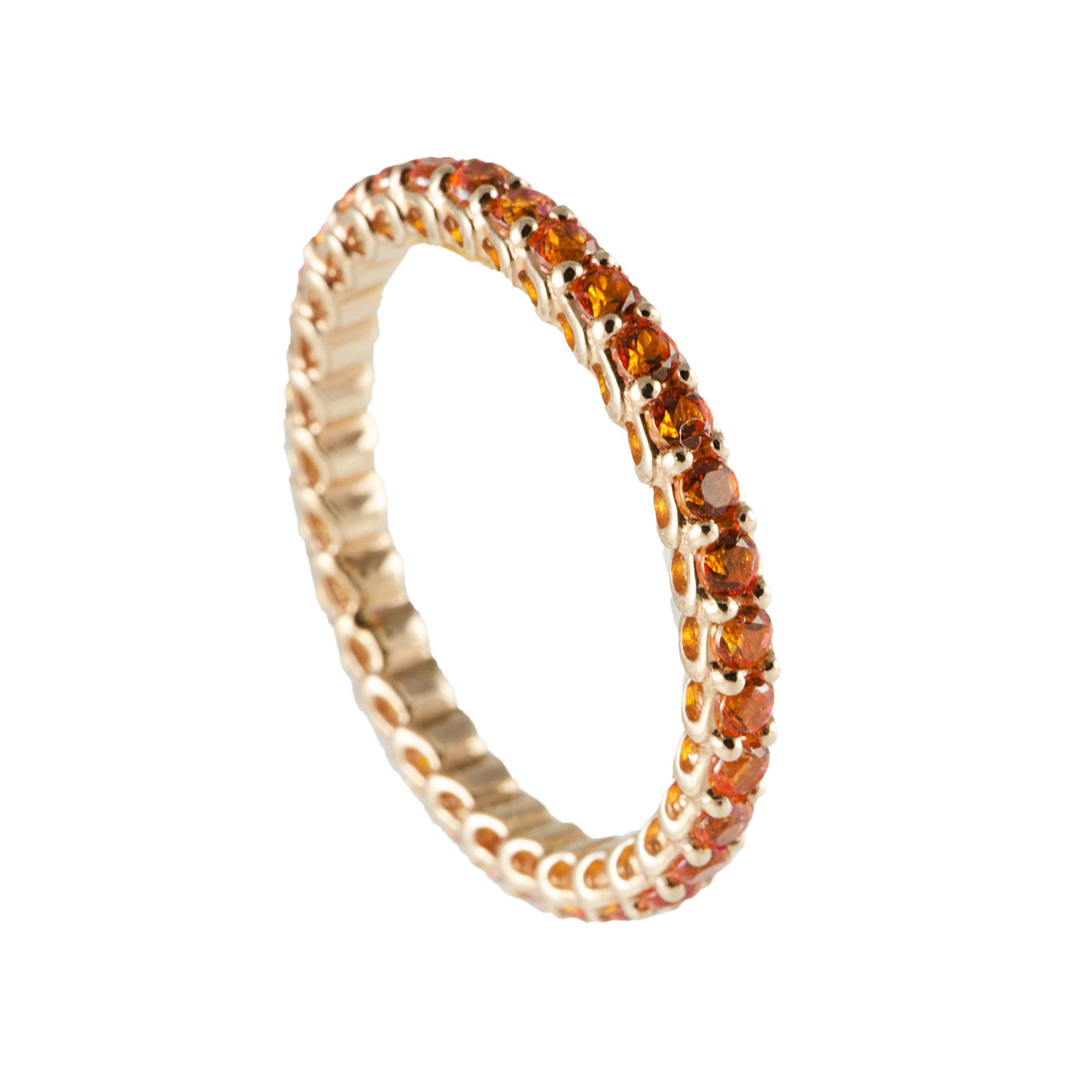 ANELLO IN ORO ROSA 9 KT E TOPAZI ARANCIONI MIS 13 - ROBERTO DEMEGLIO