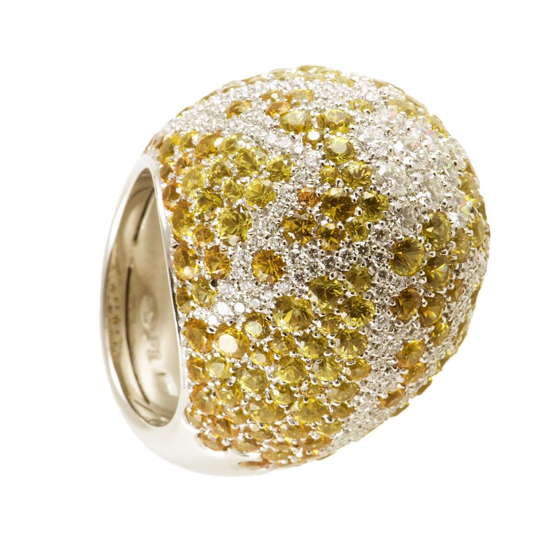 ANELLO IN ORO BIANCO CON DIAMANTI E ZAFFIRI MIS 15 - PASQUALE BRUNI