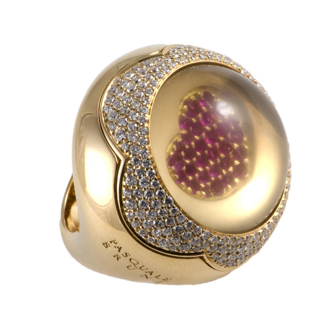 ANELLO IN ORO ROSSO CON DIAMANTI CT 1,95 E ZAFFIRI CT 0,38 MIS 15 - PASQUALE BRUNI