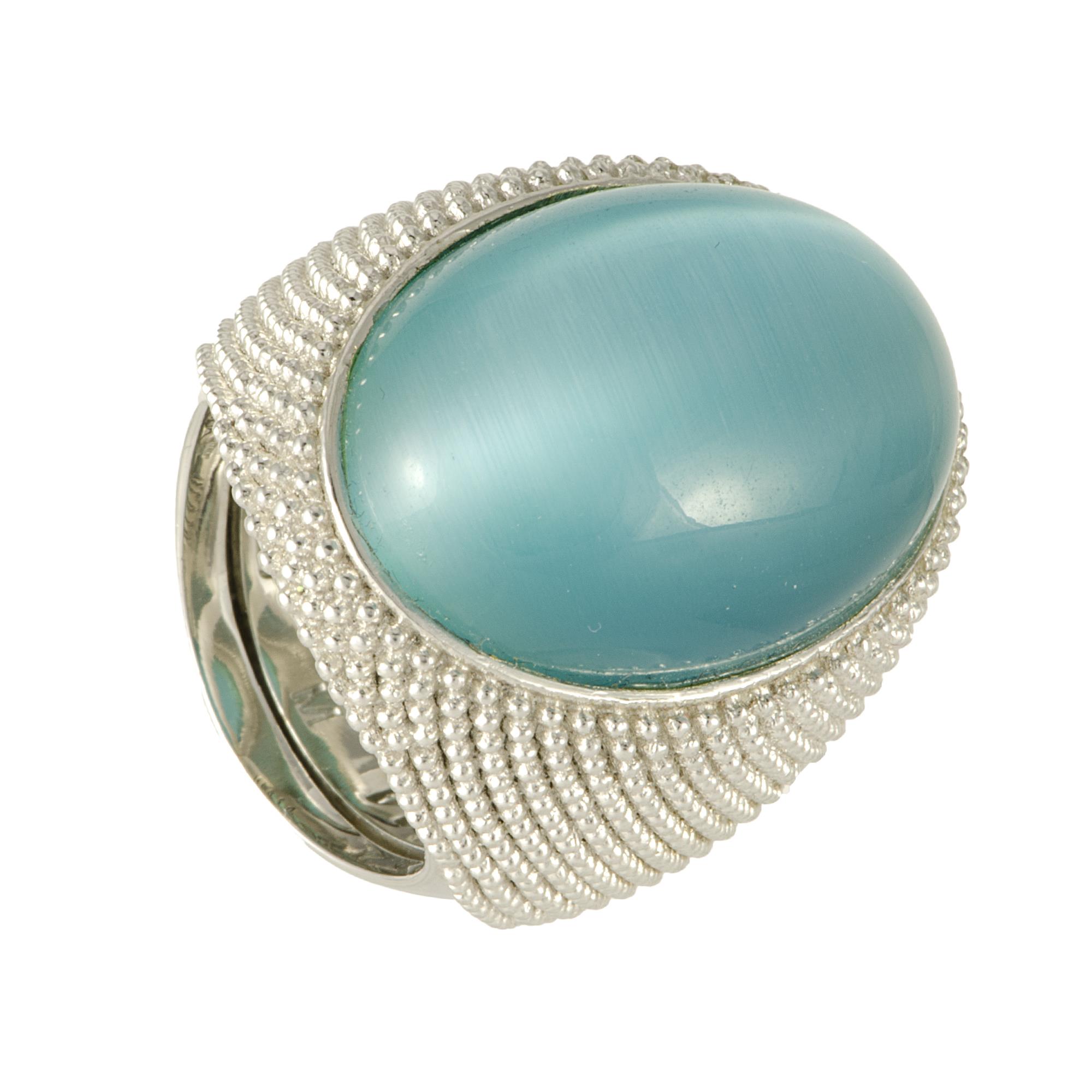 ANELLO IN ARGENTO CON PIETRA IN FIBRA OTTICA MIS 16 - PESAVENTO