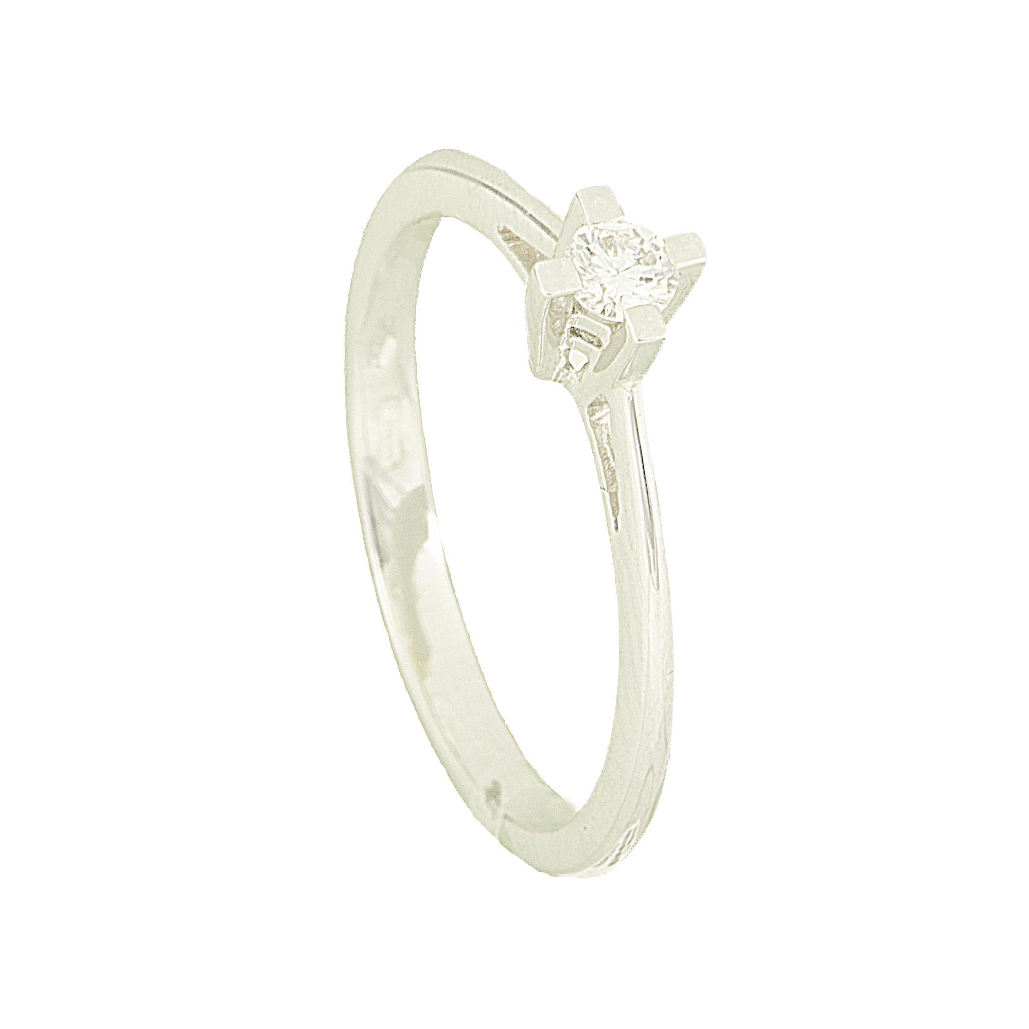 ANELLO SOLITARIO IN ORO BIANCO E DIAMANTE CT 0,13  MIS 15 - ORO&CO