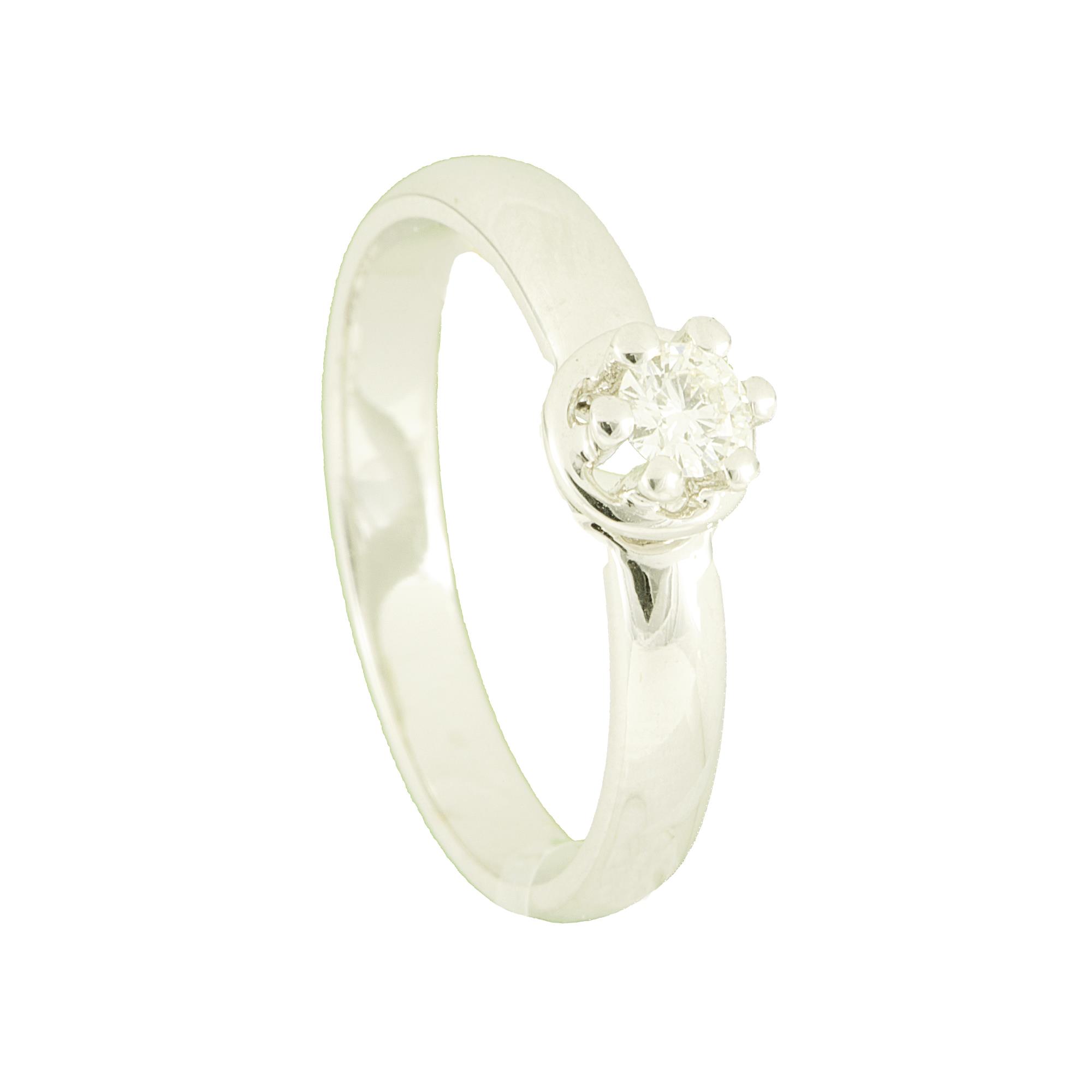 ANELLO SOLITARIO IN ORO BIANCO E DIAMANTE CT 0,16 MIS 15 - ORO&CO