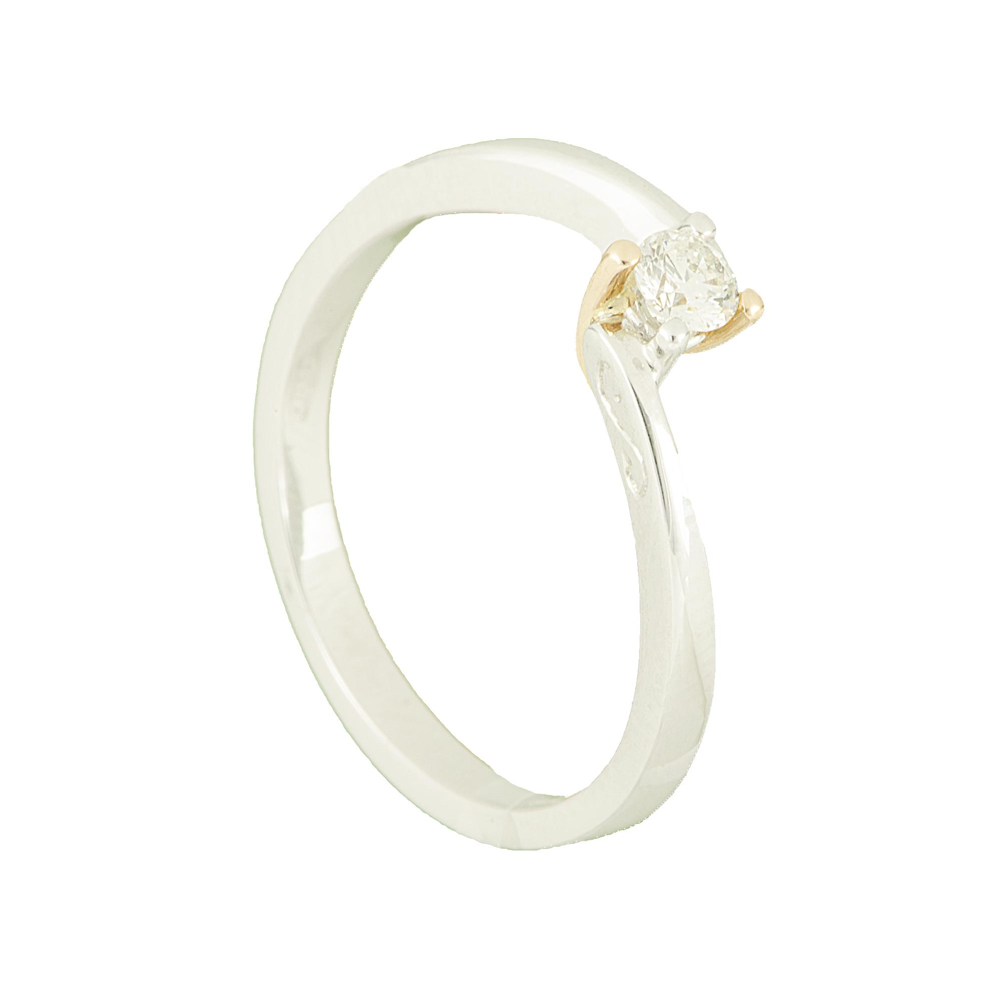 ANELLO SOLITARIO IN ORO BIANCO E GIALLO CON DIAMANTE CT 0,15 MIS 15 - ORO&CO