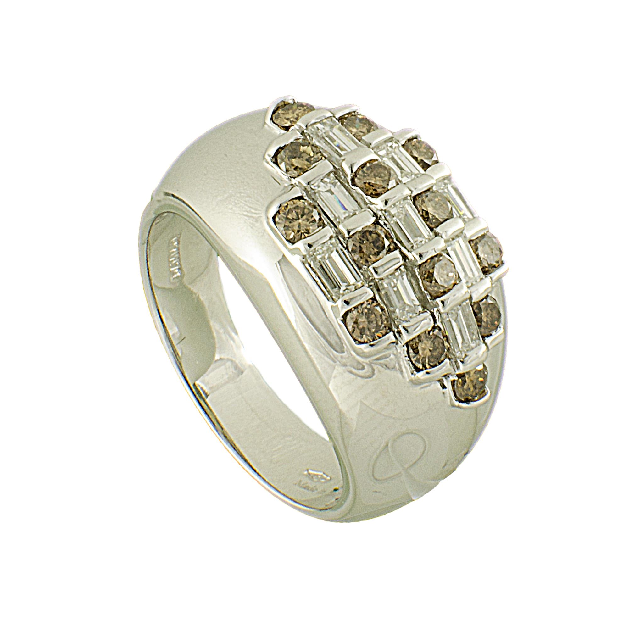 ANELLO IN ORO BIANCO CON DIAMANTI BIANCHI E BROWN CT 1,38 MIS 15 - DAMIANI