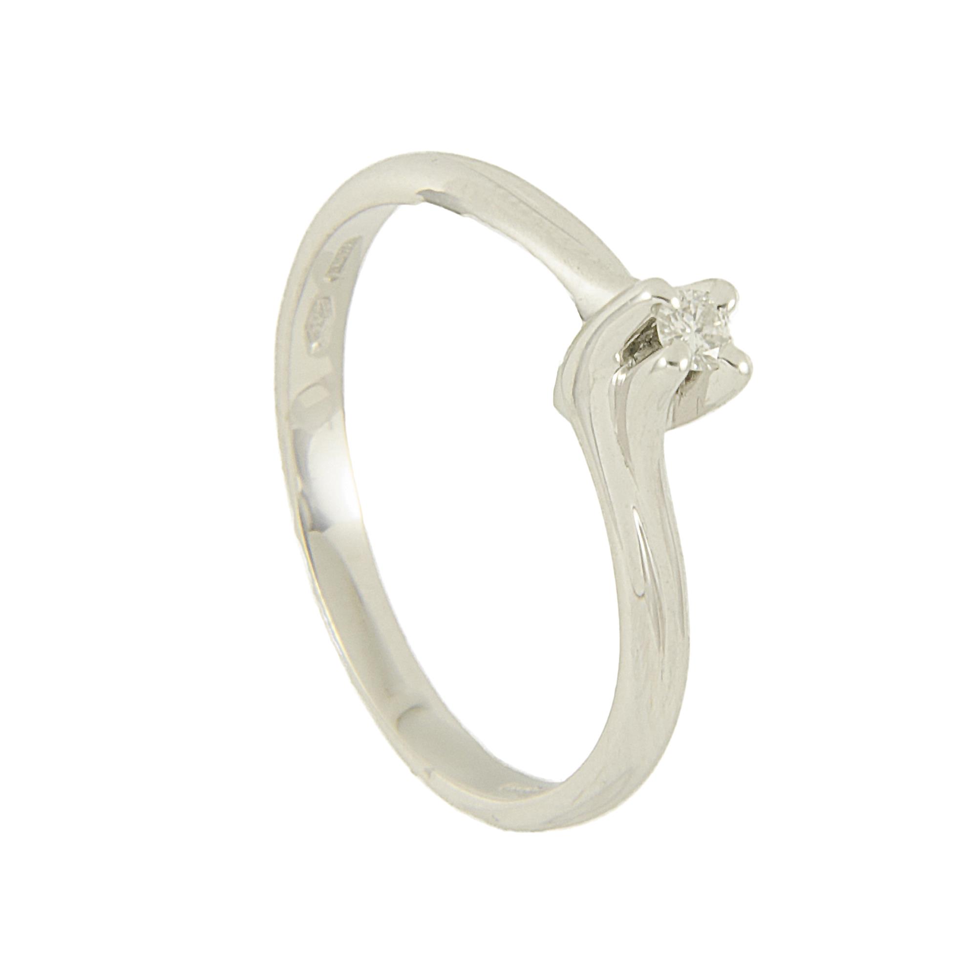 ANELLO SOLITARIO IN ORO BIANCO E DIAMANTE CT 0,05 MIS 14  - BLISS
