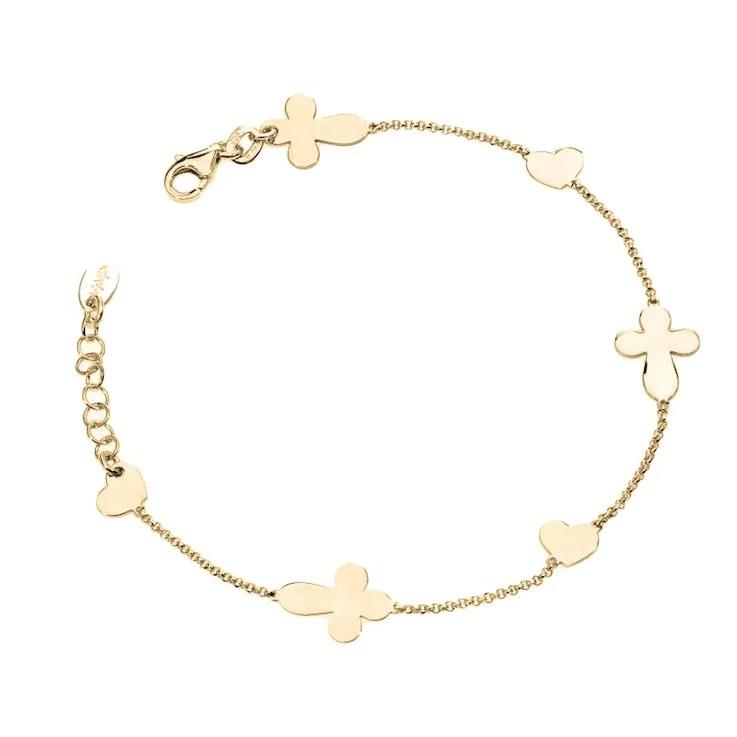 Silver bracelet with cross/heart pendants - AMEN
