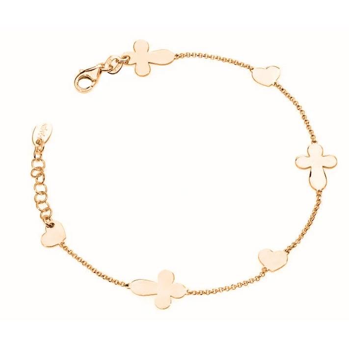 Silver bracelet with cross/heart pendants - AMEN