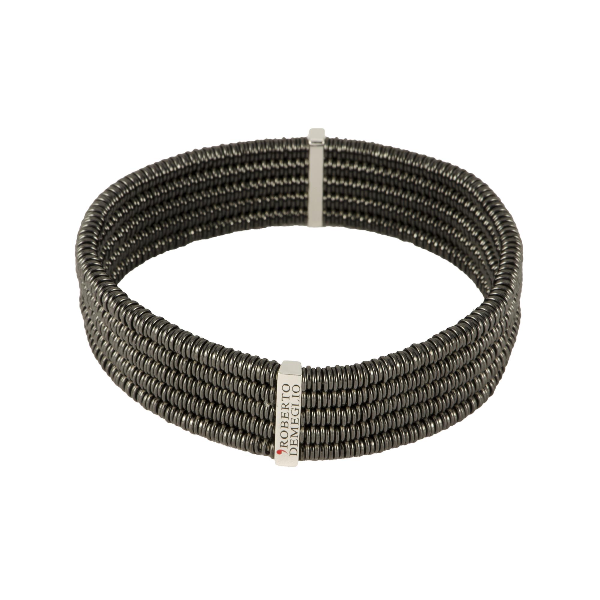 Black ceramic and white gold bracelet with diamonds ct 0.13 - ROBERTO DEMEGLIO