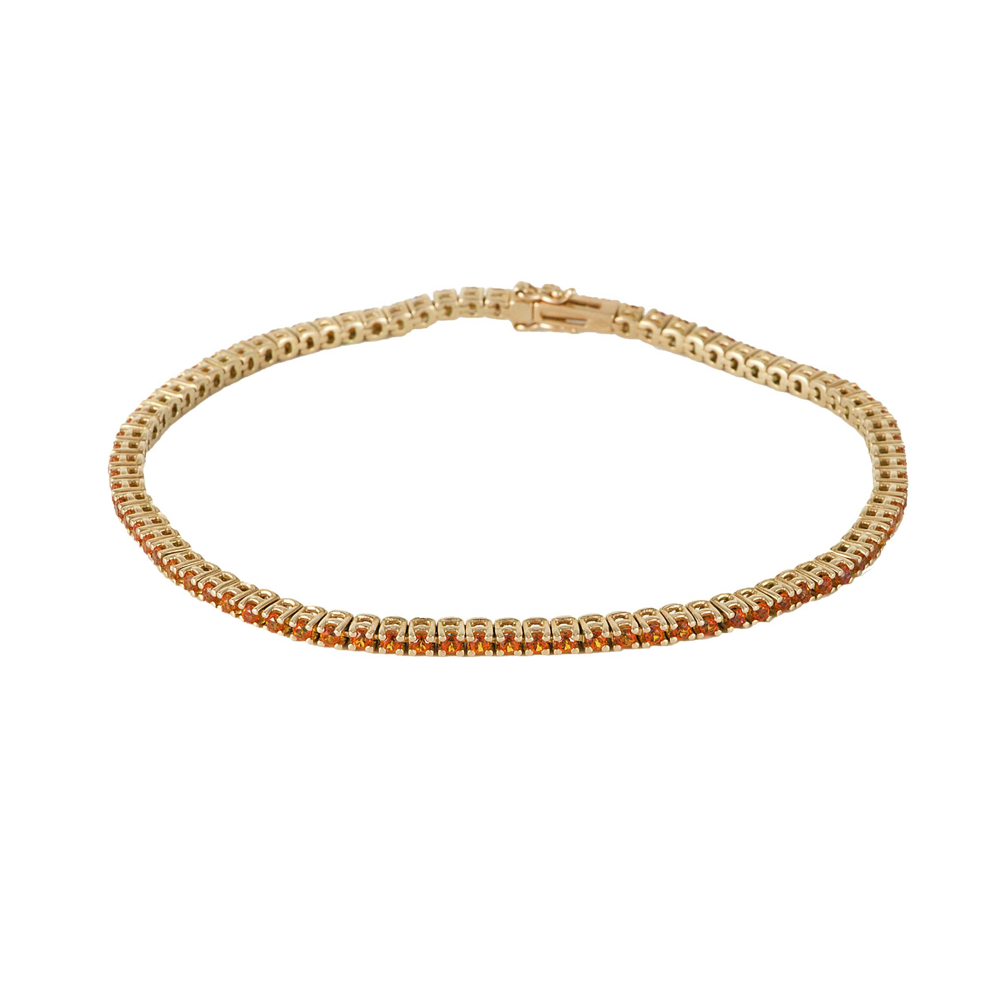 BRACCIALE TENNIS IN ORO ROSA 9KT CON TOPAZIO ARANCIONE MIS 17,5 CM - ROBERTO DEMEGLIO