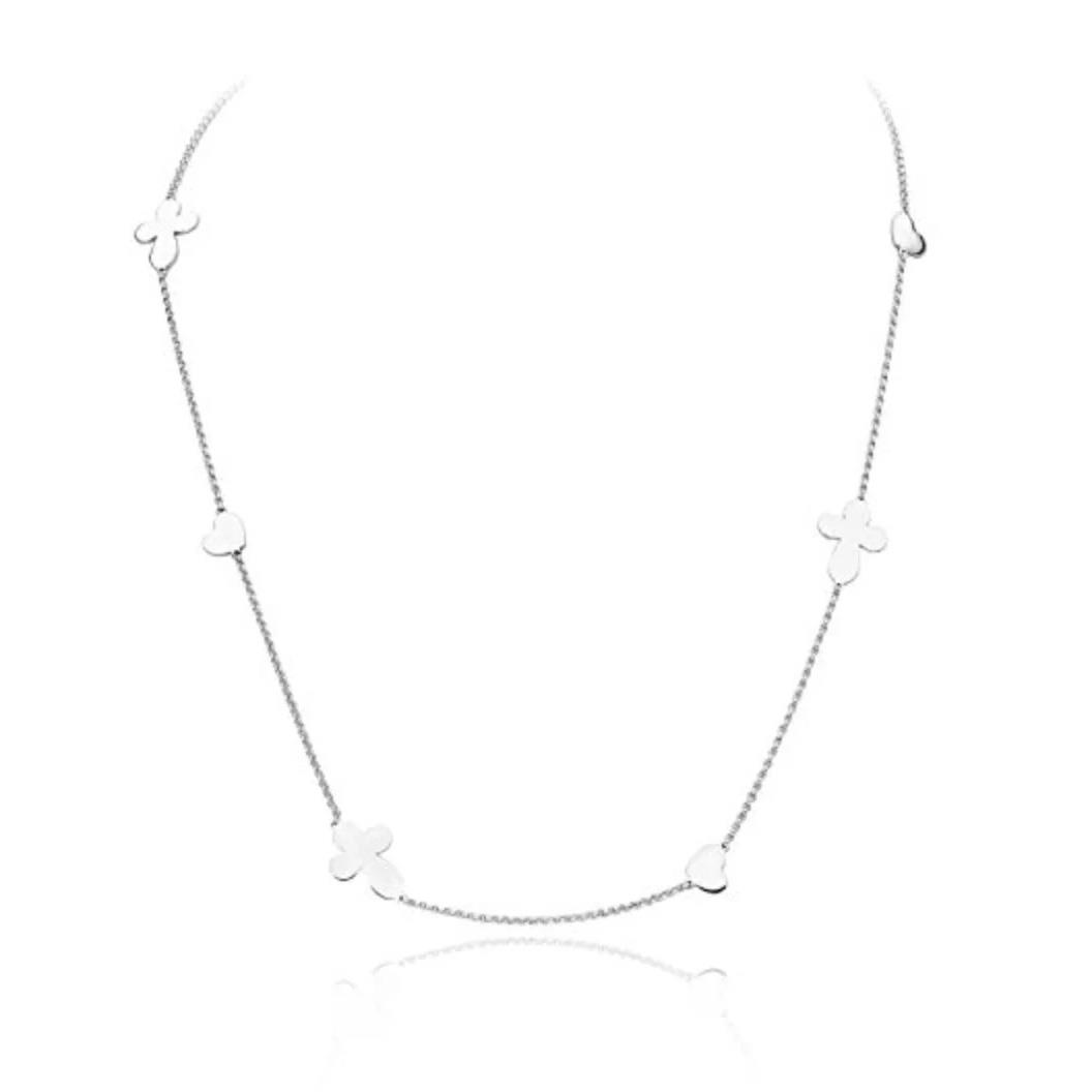 Silver necklace with cross/heart pendants - AMEN