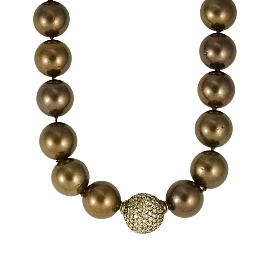 Collier di perle Tahiti 12-13 mm e diamante ct 3.8  - ROBERTO DEMEGLIO