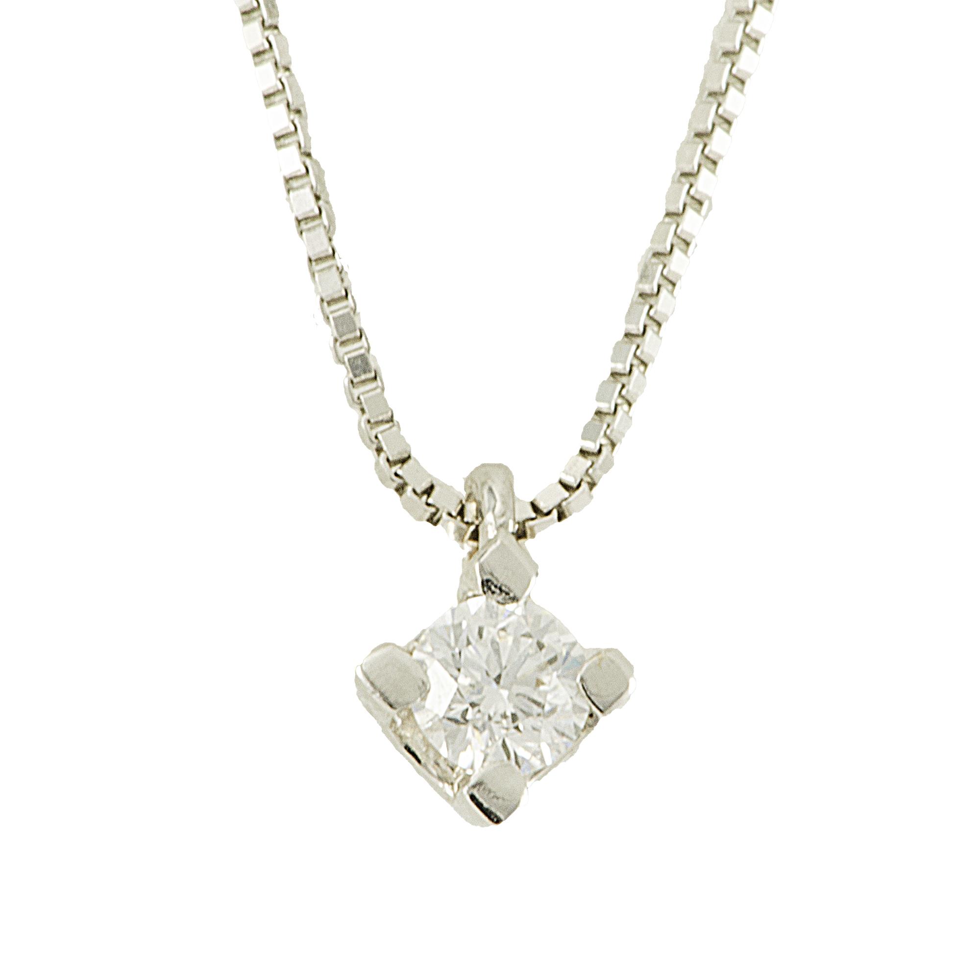 COLLIER PUNTO LUCE IN ORO BIANCO E DIAMANTE CT 0,08 - ORO&CO