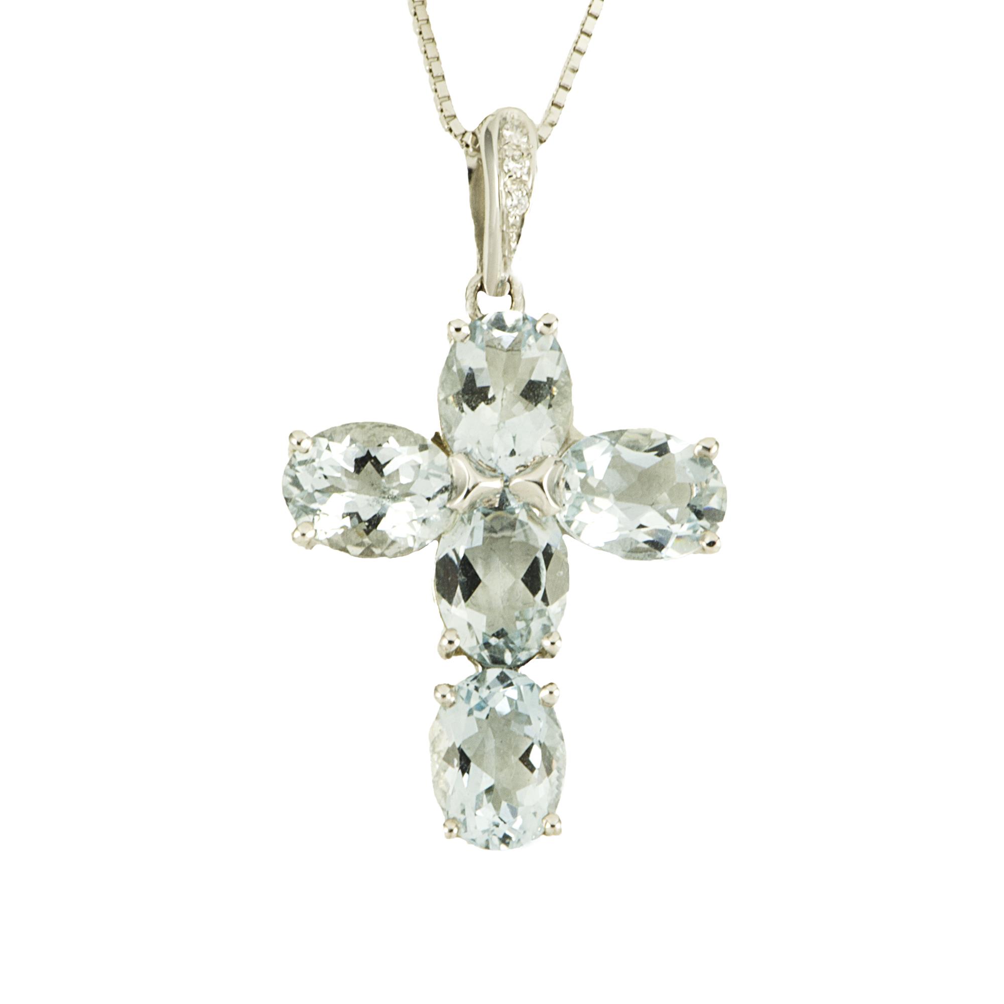 COLLIER IN ORO BIANCO E ACQUAMARINA - ROBERTO DEMEGLIO