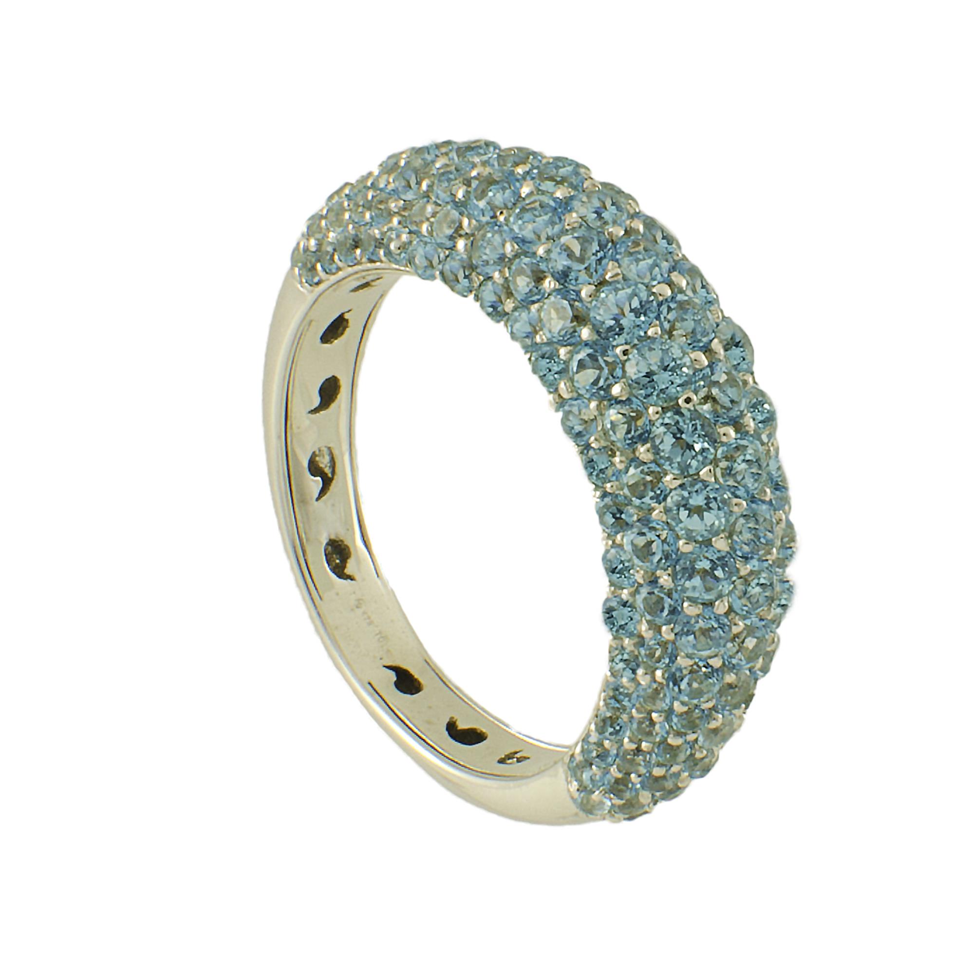 ANELLO IN ORO BIANCO 9KT E TOPAZI AZZURRI MIS 11 - ROBERTO DEMEGLIO