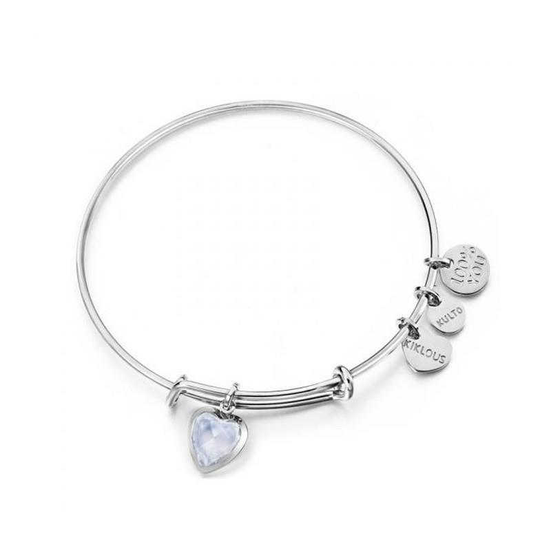 Rigid bracelet with blue heart charm - KULTO