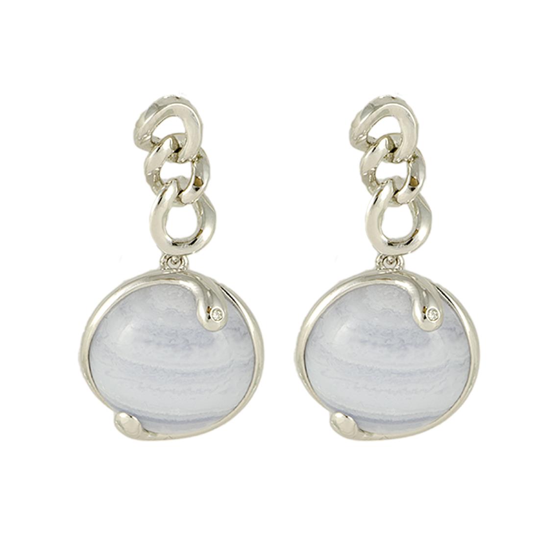 ORECCHINI IN ARGENTO CON AGATA BLU E DIAMANTE CT 0,01 - BLISS