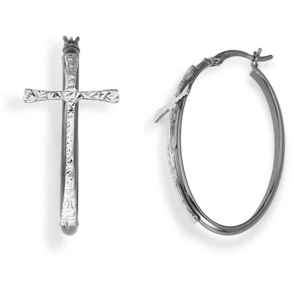 Cross silver earrings - AMEN