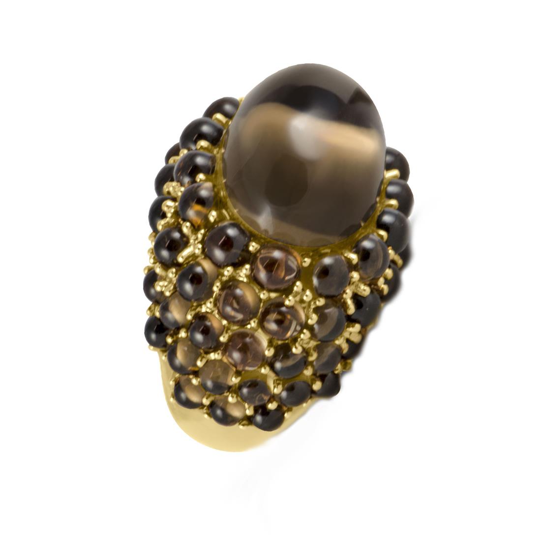 Mim&igrave; rose gold ring Smoked quartz. - MIMI