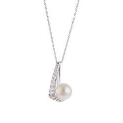Necklace in gold with Akoya pearl and ct. 0,32 diamonds - ALFIERI & ST. JOHN