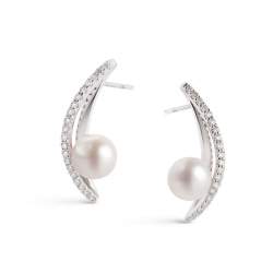 Orecchini in oro con perle Akoya e diamanti ct. 0,38 - ALFIERI & ST. JOHN