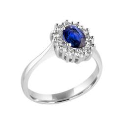 Ring in gold with ct. 1,00 sapphire and ct. 0,36 diamonds - ORO&CO