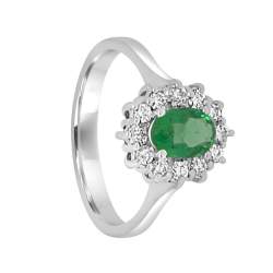 Gold ring with emerald ct. 0,80 and diamonds ct. 0,36 - ORO&CO