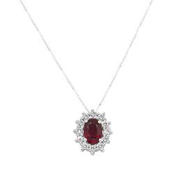 Necklace in gold with ct. 1,00 ruby and ct. 0,36 diamonds  - ORO&CO