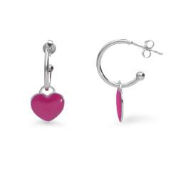 Silver hoop earrings with fuchsia heart - ALFIERI & ST. JOHN 925